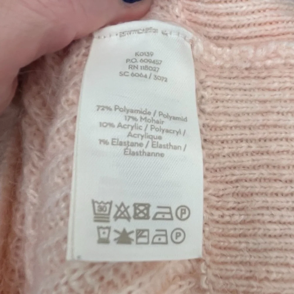 Boden Francesca Light Pink Fuzzy Balloon Sleeve Mohair Sweater Girly Feminine - Picture 7 of 10